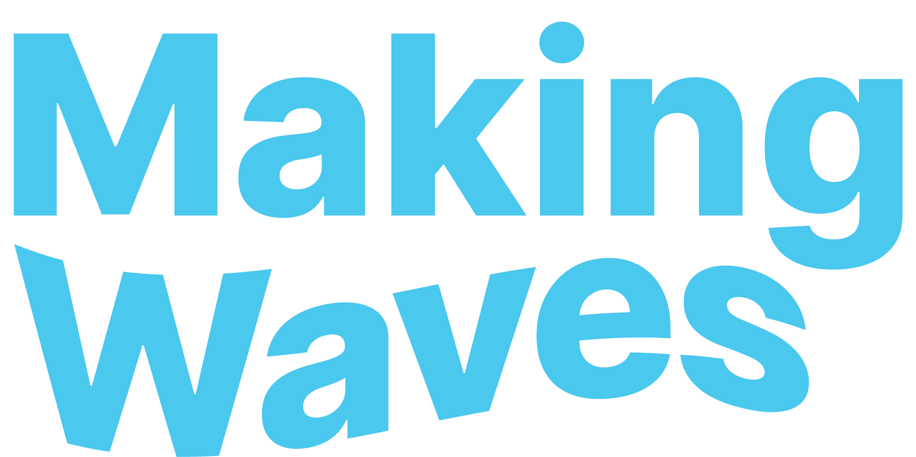 Making Waves logo in bold light blue text